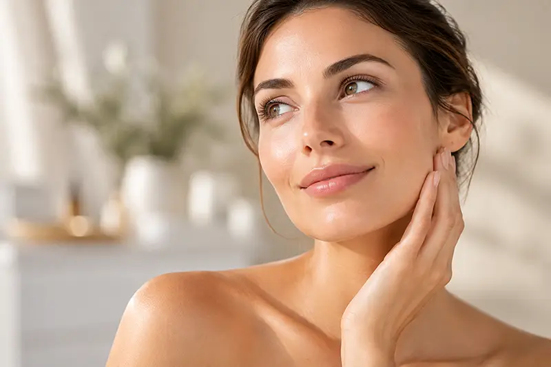 Piel facial luminosa y cuidada tras tratamientos estéticos